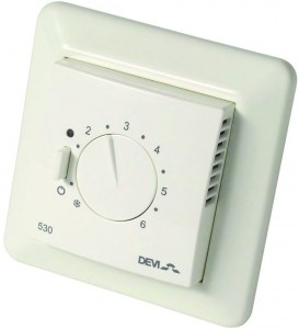 140F1030/119116406 Devireg™ Д-530 Терморегулятор с датчиком пола 3м, от +5 до +45°C, 16А, IP31, встраиваемого монтажа белый DEVI (Дания) 140F1030 - фото 628004