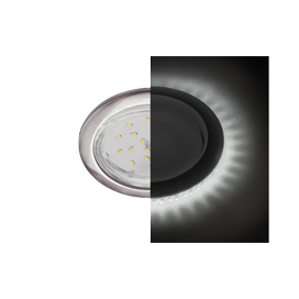 SS53LDEFB Ecola GX53 H4 LD5300 Светильник встраиваемый, без рефл. с подсветкой Сатин хром (уп.10/50шт.) SS53LDEFB - фото 628086