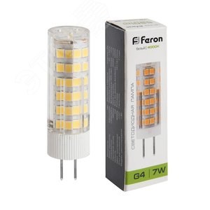 25864 LB-433 (7W) 230V G4 4000K JCD Лампа светодиодная капсула (уп.100шт.) FERON (Китай) 25864 - фото 628195