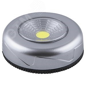 23374 FN1204 Светодиодный светильник-кнопка (1шт в блистере) 1LED 2W (3*AAA в комплект не входят), 69*25мм, серебро (уп.120шт.) FERON (Китай) 23374 - фото 628261