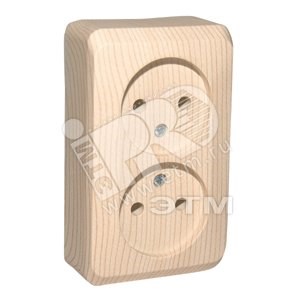 PA 16-005D ЭТЮД Розетка 2 гнезда без заземления сосна (уп.16шт.) Systeme Electric (Россия) PA16-005D - фото 628286