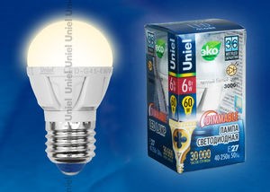 LED-G45-6W/WW/E27/FR/DIM Palazzo Лампа светодиодная диммир., теплый белый свет (уп.10шт.) UNIEL LED-G45-6W/WW/E27/FR/DIM - фото 628744