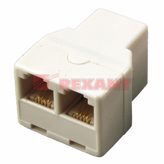 FD 03-0032 Телефонный двойник (гнездо - 2 гнезда) 6P-4C (уп.50/1000шт.) REXANT FD 03-0032 - фото 628822