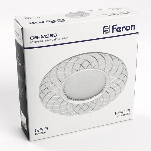 28888 GS-M388 MR16 G5.3 белый Светильник встраиваемый (уп.10/100шт.) FERON (Китай) 28888-1 - фото 629130