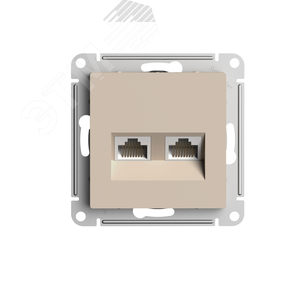 ATN001285 Atlasdesign Механизм розетки двойной компьютерной RJ45+RJ45, Cat.5e, песочный (уп.5шт.) Systeme Electric (Россия) ATN001285 - фото 629246