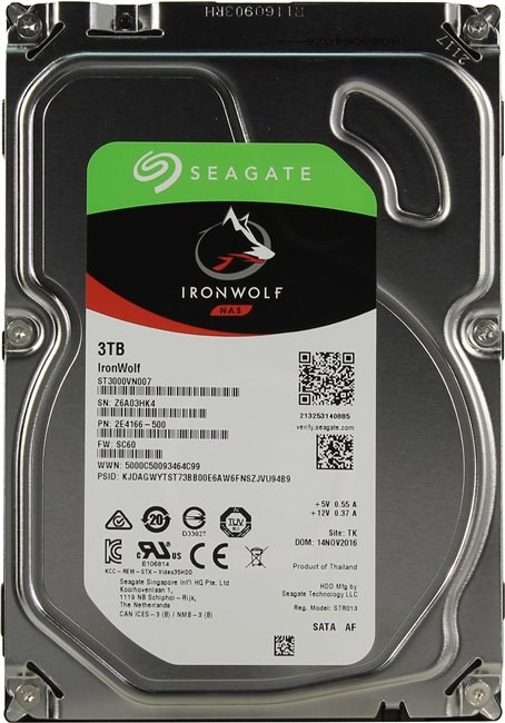 HDD Sata-III Seagate IronWolf 3000Gb, 5900rpm, 64mb buffer (ST3000VN007) ST3000VN007 - фото 629259