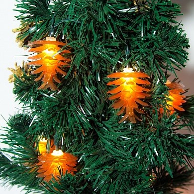 26895 CL559 теплый белый Гирлянда "Еловые шишки" 10 LED, 1,33 м, батарейки 3*АА, IP20 (уп.10шт.) 26895 - фото 629293