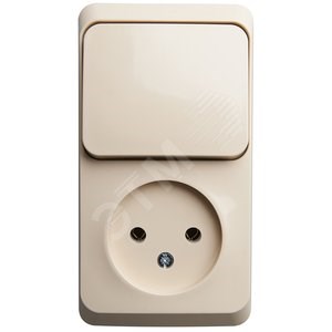 BPA 16-204K ЭТЮД Блок О/У: Розетка без заземления + выключатель 1-клавиш., бежевый (уп.12шт.) BPA16-204K - фото 629467