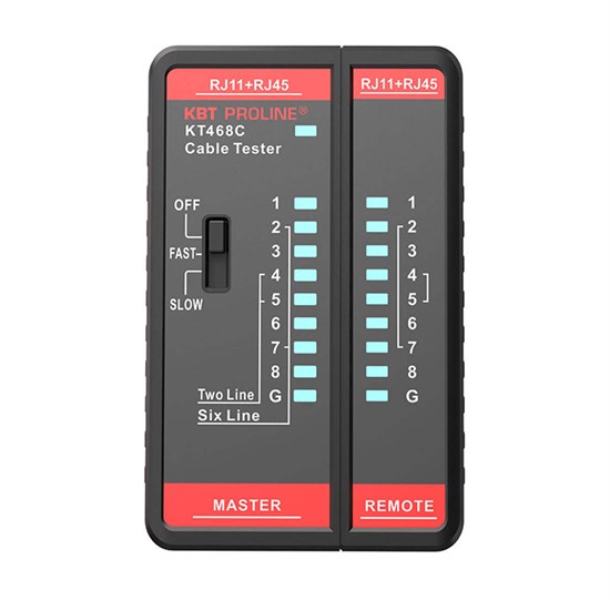 88552 KT 468С PROLINE LAN-тестер кабельный для проверки витой пары и телефонного кабеля КВТ (Россия) 88552 - фото 629500