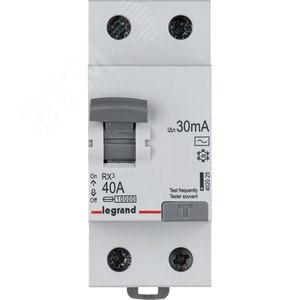 402025 RX³ Выключатель дифференциального тока (УЗО) 2P 40А 30мА тип AC 10кА Legrand/Daccord (Китай) 402025 - фото 629562