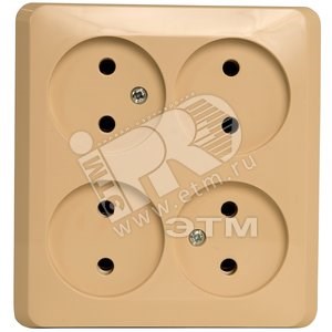 PA 16-205K ЭТЮД Розетка 4 гнезда без заземления бежевая (уп.7шт.) Systeme Electric (Россия) PA16-205K - фото 629591