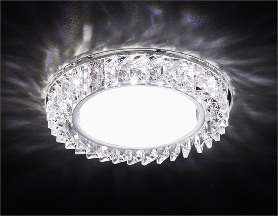 G255 CH хром/прозрачный хрусталь GX53+3W(LED WHITE) Светильник встраиваемый (уп.30шт.) Ambrella G255 CH хром/прозрачный х - фото 629655