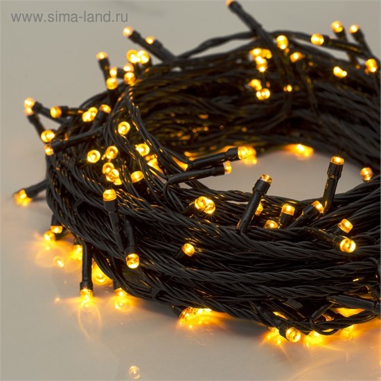3556816 Гирлянда "Нить" 20 м , IP20, тёмная нить, 200 LED, свечение жёлтое, 8 режимов, 220 В 3556816 - фото 629816