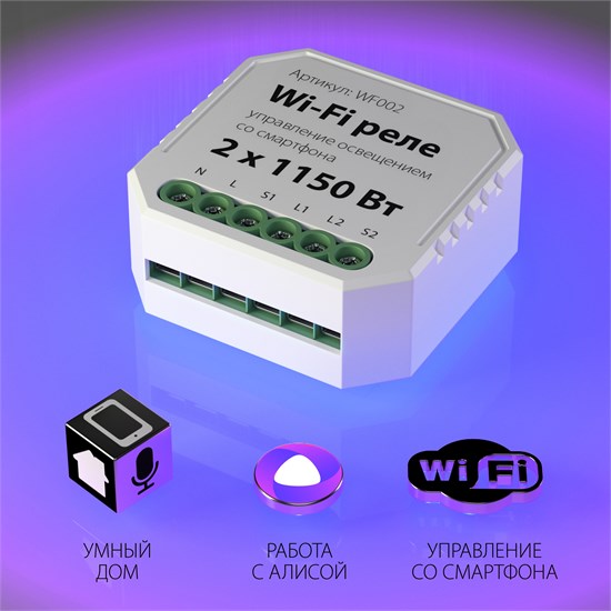 WF002 Wi-Fi реле 2 канала х 1150Вт (уп.100шт.) Elektrostandard a047991 - фото 629973