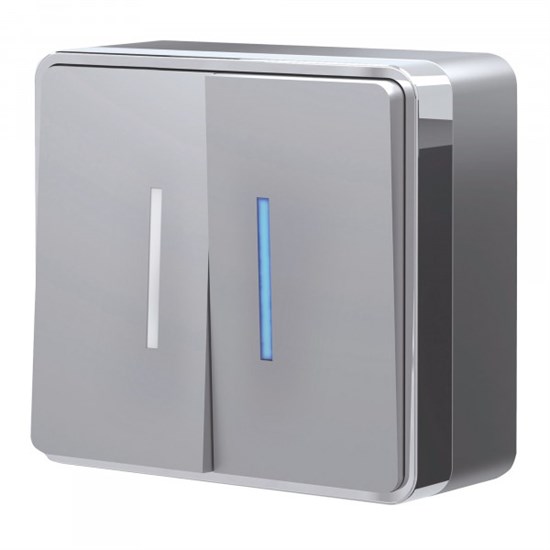 W5020106 серебряный Gallant Выключатель двухклавишный с подсветкой (уп.10шт.) Werkel™ a052770-1 - фото 629992