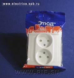 PC 16-006B ЭТЮД Розетка 2 гнезда без заземления со шторками, белая (уп.20шт.) Systeme Electric (Россия) PC16-006B - фото 630009