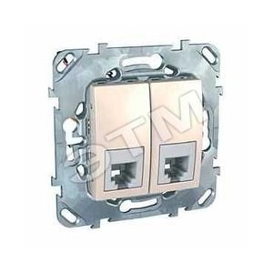MGU5.9090.25ZD ТЕЛЕФОННАЯ РОЗЕТКА 2ХRJ11 (4 КОНТ) БЕЖЕВАЯ UNICA (уп.10шт.) MGU5.9090.25ZD - фото 630064