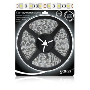 312000314 Gauss LED 5050/60-SMD 14.4W 12V DC Лента св/д IP66 холодный белый цвет (уп.5м.) 312000314 - фото 630676
