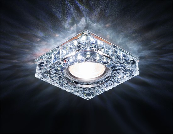 S251 CH хром/прозрачный хрусталь/MR16+3W(LED WHITE) Светильник встраиваемый (уп.50шт.) Ambrella S251 CH хром/прозрачный х - фото 630793