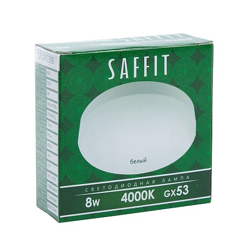 55186 Saffit SBGX5308 GX53 LED 8Вт GX53 4000К 680Лм таблетка 220В (замена 60Вт) Лампа светодиодная (уп.10/100шт.) FERON (Китай) 55186 - фото 630843