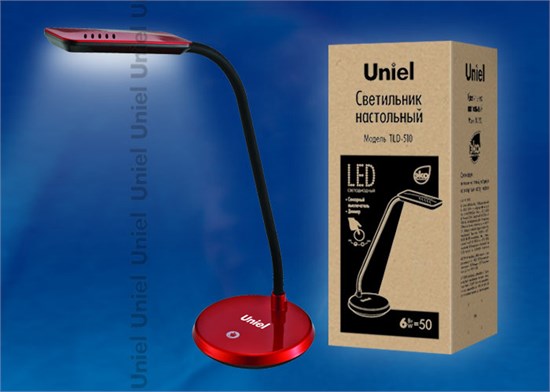 TLD-510 Red Лампа настольная LED 6W, 550Lm, 4500K, с диммером. Цвет-красный UNIEL TLD-510 Red - фото 630925