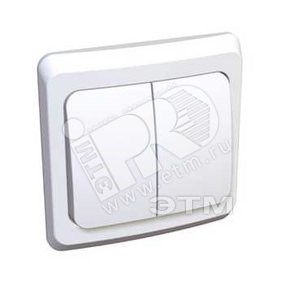 BC 10-002B ЭТЮД Двухклавишный выключатель (сх.5), белый (уп.20шт.) Systeme Electric (Россия) BC10-002B - фото 630951