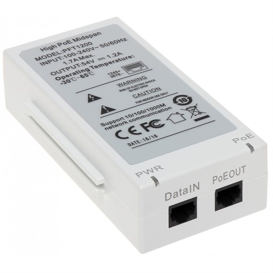 DH-PFT1200 Гигабитный РОЕ инжектор Dahua DH-PFT1200 - фото 630990