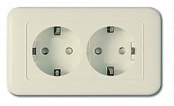 WSN 1124 Розетка 2-я с землей горизонтальная бежевая (уп.50шт.) Panasonic Shin Dong (Корея) WSN 1124 - фото 631116
