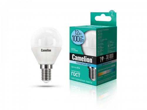 LED12-G45/845/E14 P LED 12Вт E14 4000К 990Лм шарик 220В (замена 100Вт) Лампа светодиодная (уп.10/100шт.) Camelion (Китай) LED12-G45/845/E14 - фото 631213