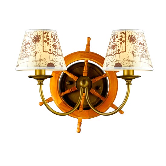 2769/2W ODL15 337 бронзов/дерево/абажур ткань Бра E14 2*40W 220V Rotar Odeon Light 2769/2W-1 - фото 631291