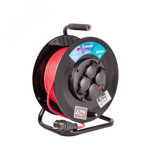 YKKsm30m-4g-Z(2.5)IP 4х30м с заземл. 16А IP54 4кВт ПВС 3х2.5 термозащ. КОСМОС (Россия) YKKsm30m-4g-Z(2.5)IP - фото 631306