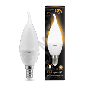 104101110 Gauss Black Candle tailed E14 9.5Вт 3000К Лампа светодиодная "свеча на ветру" (уп.10шт.) 104101110 - фото 631557