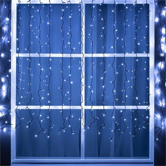 3584230 Гирлянда "Занавес" 2х1.5м , IP44, УМС, тёмная нить, 360LED, свечение белое, 220В Luazon Lighting 3584230 - фото 631615