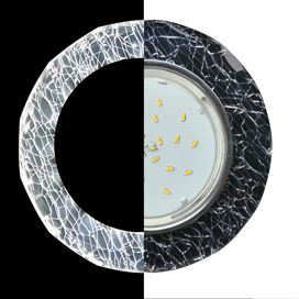 SE53RCECH Ecola GX53 H4 LD5313 Glass Светильник встраиваемый, хром - колотый лед на черном (уп.10/30шт.) SE53RCECH - фото 631646