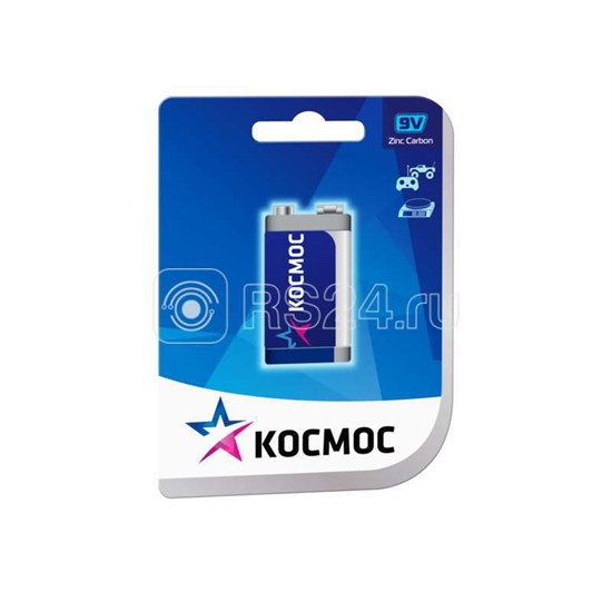 KOC6F221BL Элемент питания солевой S 6F22 (Крона), 9V (блистер 1шт.) Космос KOC6F221BL - фото 631695