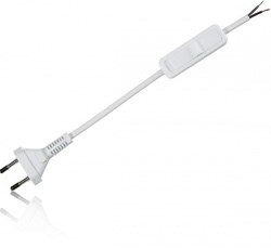 H03VVH2-F 2x0,5 (OMYp) (SP/W) серебро Соединительный провод с ручным выкл., 190см. (уп.100шт.) Zamel H03VVH2-F 2x0,5 (OMYp)  (-1 - фото 631803