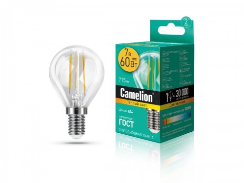 LED7-G45-FL/845/E14 Светодиодная лампа 7Вт 220B (уп.10/100шт.) Camelion LED7-G45-FL/845/E14 - фото 631828