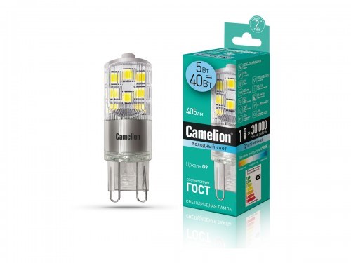 LED5-G9-NF/845/G9 Светодиодная лампа 5Вт 220В (уп.10/500шт.) Camelion (Китай) LED5-G9-NF/845/G9 - фото 631830