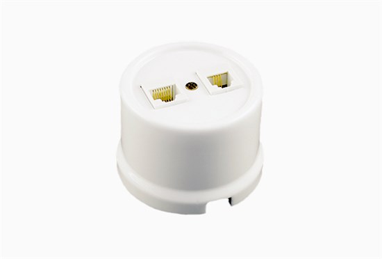 В1-303-21 "Лизетта" пластик Розетка телефон RJ11 + компьютер RJ45 белая (уп.36шт.) BIRONI В1-303-21 - фото 631998