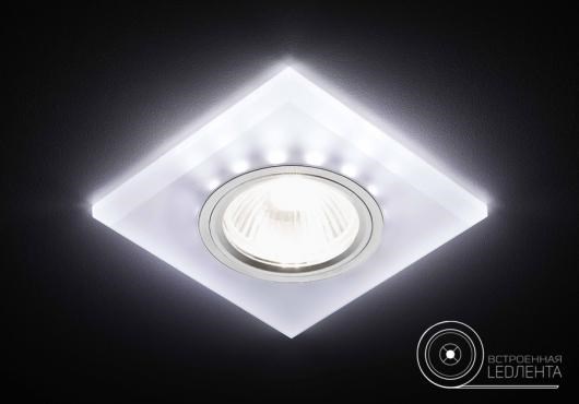 S215 W/CH/WH матовый/хром/MR16+3W (LED WHITE) Светильник встр. MR16 12V/220V max 50W (уп.50шт.) S215 W/CH/WH - фото 632052