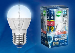 LED-G45-6W/NW/E27/FR/DIM Palazzo Лампа светодиодная диммир., белый свет (уп.10шт.) UNIEL LED-G45-6W/NW/E27/FR/DIM - фото 632118