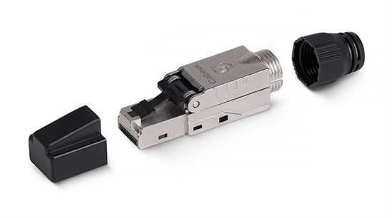 8P8C-SH-C6+-TWP Коннектор с фиксатором кабеля и колпачком RJ-45(8P8C) под витую пару, категория до 6a, экранированный, для одножильного кабеля Cabeus 8P8C-SH-C6+-TWP - фото 632139