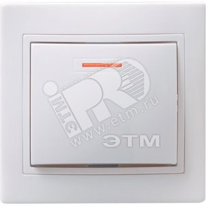 EVK11-K01-10-DM КВАРТА ВС10-1-1-К Одноклавишный выключатель 10А с подсветкой, в сборе, белый (уп.10шт.) IEK® EVK11-K01-10-DM - фото 632226
