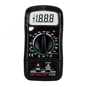 79128 KT 838 PROLINE Мультиметр цифровой с основным набором функций и ручным выбором пределов измерений КВТ (Китай) 79128 - фото 632285