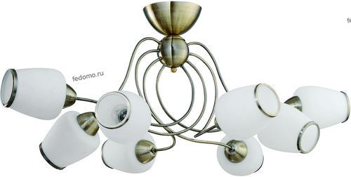 816/8PF-Oldbronze Люстра потолочная, 8 плафонов, античная бронза с белым IDlamp (Италия) 816/8PF-Oldbronze - фото 632341