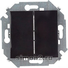 1591397-032 S15 Переключатель двухклавишный, 16А, 250В, винт. зажим, черный (уп.20шт.) Simon 715444 - фото 632468
