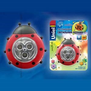 DTL-354 Божья Коровка/Red/3LED/3AAA ночник сенсорный красный светодиод на батарейках UNIEL DTL-354 Божья Коровка-2 - фото 632511