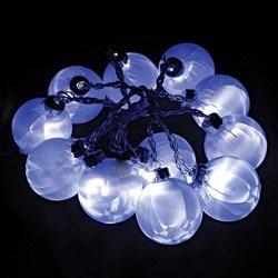 26808 CL52 гирлянда "шарики стекло 5,7см", цвет стекла: синий, 12 LED белый, 1,8м +1.2м 26808 - фото 632614