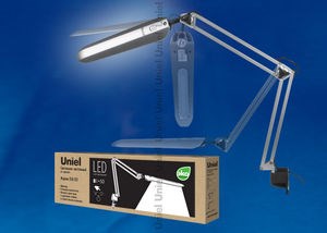 TLD-524 Silver/8W/LED/500Lm/4500K/Dimmer Светильник настольный на струбцине. Цвет-серебристый. UNIEL TLD-524 Silver - фото 632809