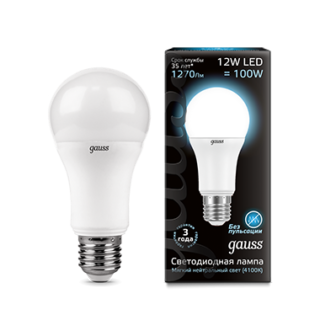 LD102502212 Gauss LED A60 globe 12W E27 4100K Лампа светодиодная "груша" (уп.10/40шт.) LD102502212 - фото 633367